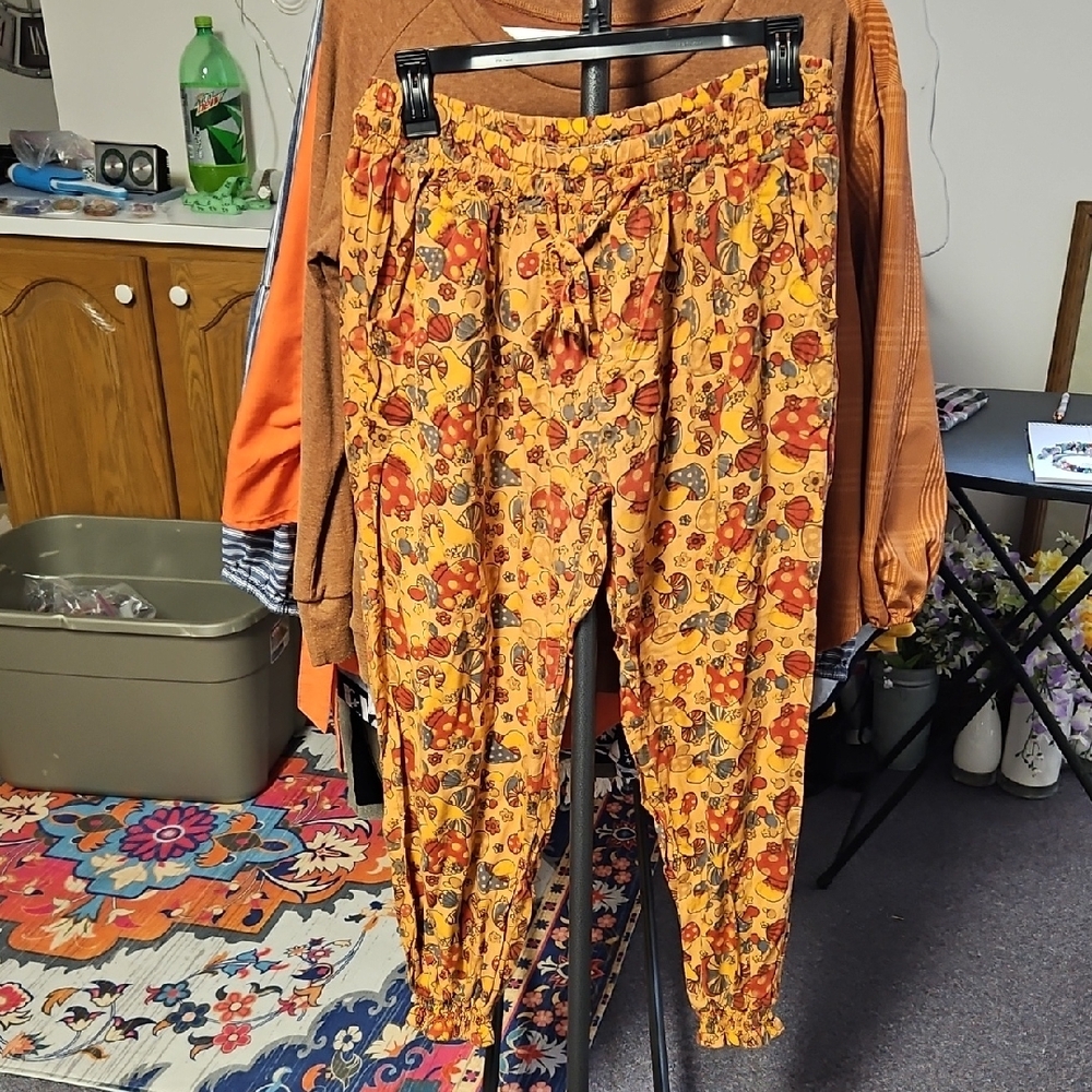 Jax Orange and Red Track Pants with Tapered Leg